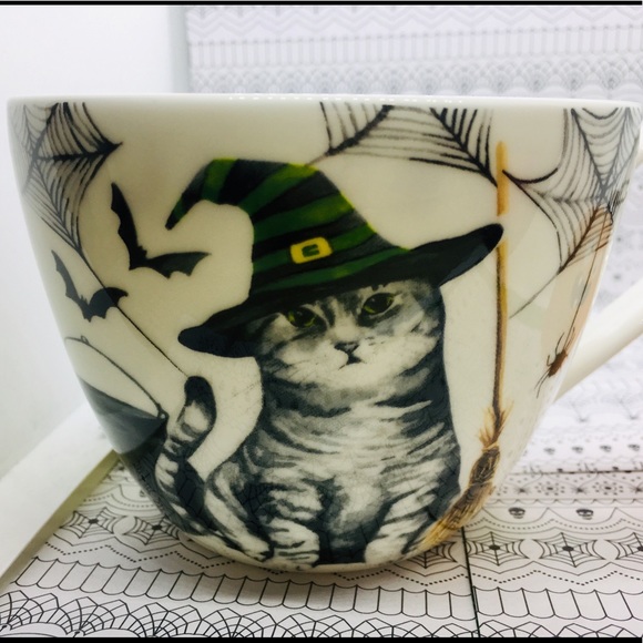 Halloween Witch Cat Portobello Mug Creepy Cauldron Fine China Tea Coffee - Picture 8 of 10